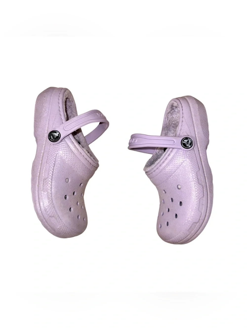 Crocs classic faux fur lined shimmer clogs girl’s sandals shoes size 13